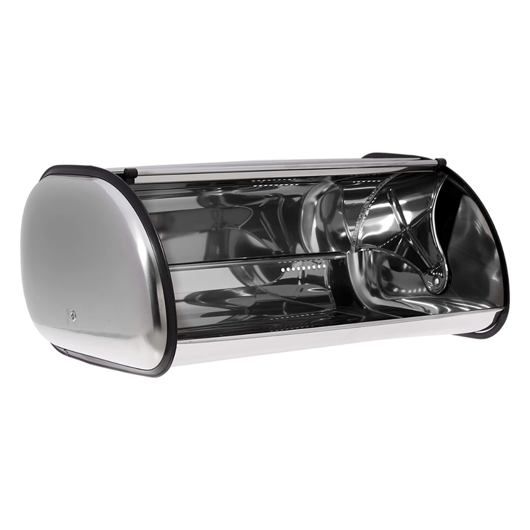 Stylish Large Capacity Stainless Steel Bread Box - 16.5"x10"x7" Bin - Sleek Brushed Stainless Steel Design, Swing Down Door, Cool Dark Interior, Keeps Baked Goods Fresh - Complements Any Kitchen Dcor