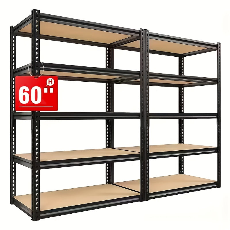 Kitchen Essential – [Heavy Duty Shelving] Heavy Duty 5 Tier 2000LBS Metal Shelving Units | 60"H for garage Shelving Storage Shelves, Adjustable Metal Shelving Unit For Garage Shelves Rack Sh