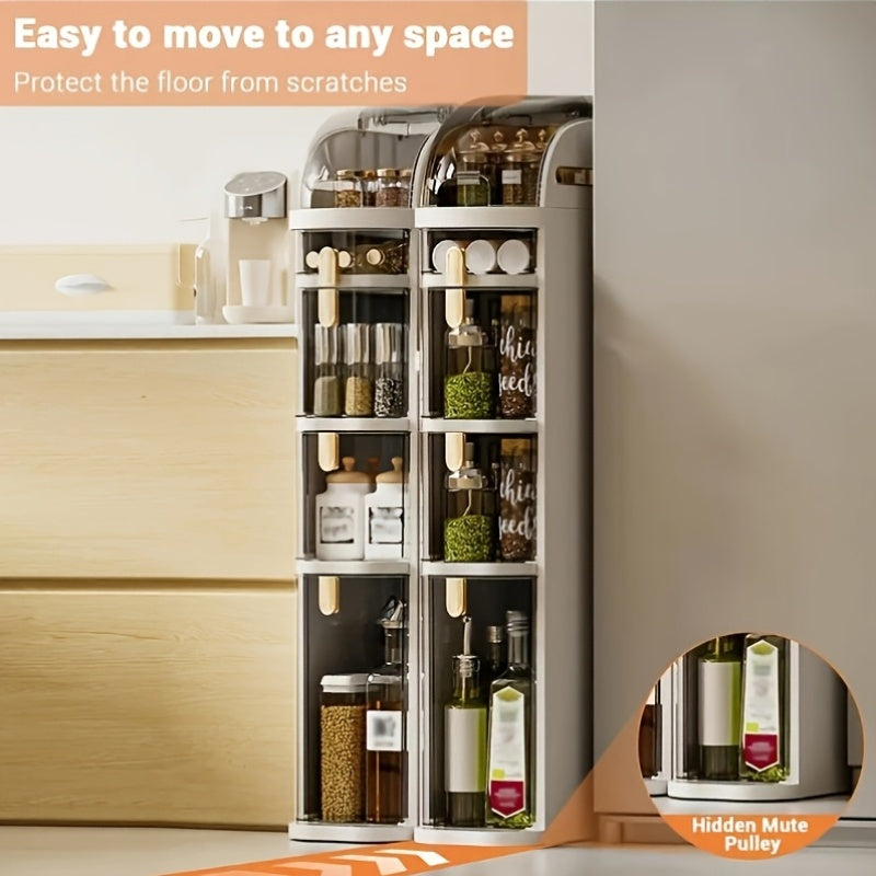 Slim Bathroom Storage Cabinet. Narrow Plastic Drawers Organizer with Tissue Box And Wheels Waterproof Slit Bathroom Floor Cabinet with Handle for Small Spaces Kitchen Laundry, Autumn, Halloween, Christmas Gift, Shelves