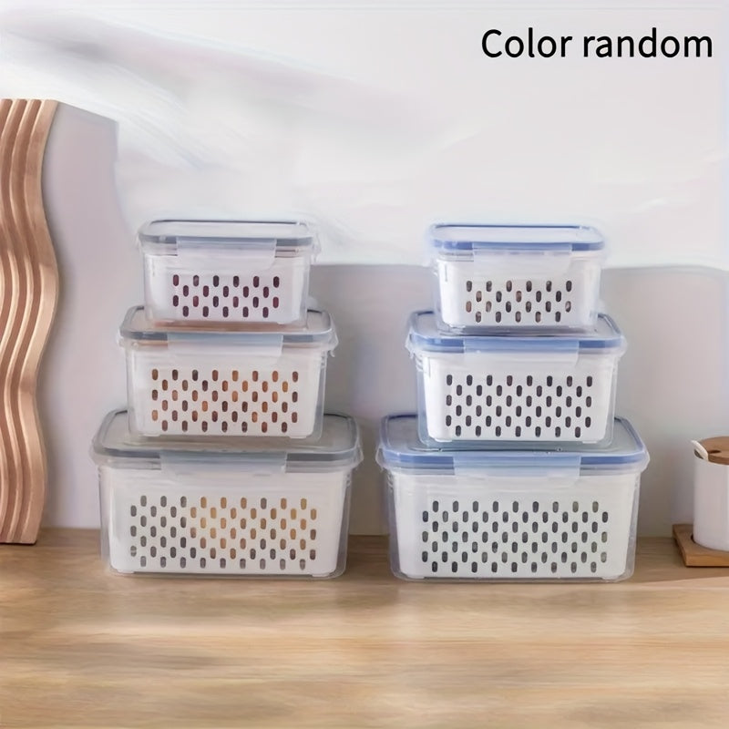 Easy-Access 6pcs Airtight Food Storage Containers – leak-resistant reusable meal prep, 6pcs 2 crisperboxes 2 drainbaskets 2-piecelid BPA-Free Plastic Food storage Containers Set withDrain Baskets, designed for American homes, daily convenience and pr