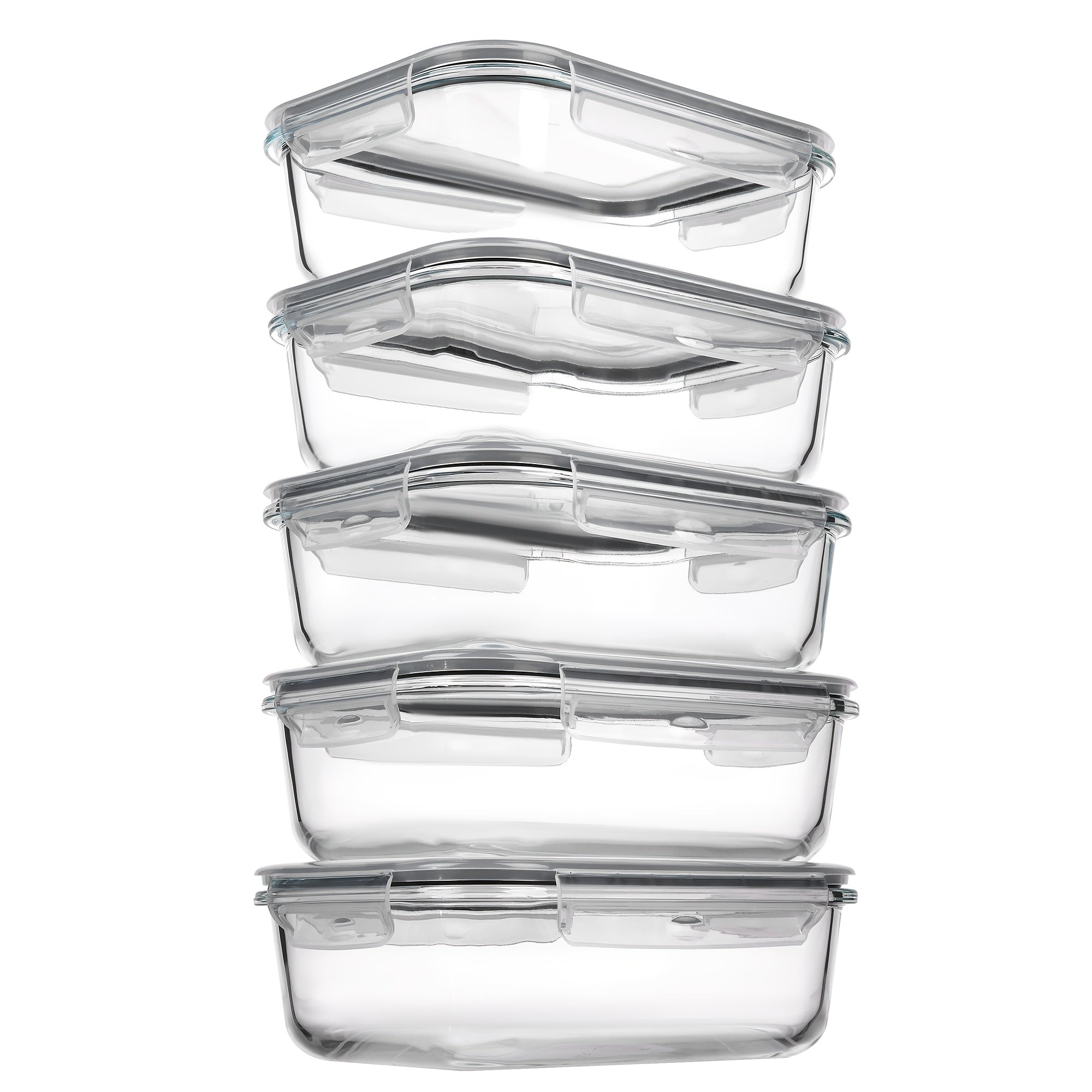 5 Pack 35oz Glass Food Storage Containers With Lids, Fresh Container, Airtight Reusable Meal Prep Lunch Container Set, Safe For Oven, Microwave, Freezer, And Dishwasher