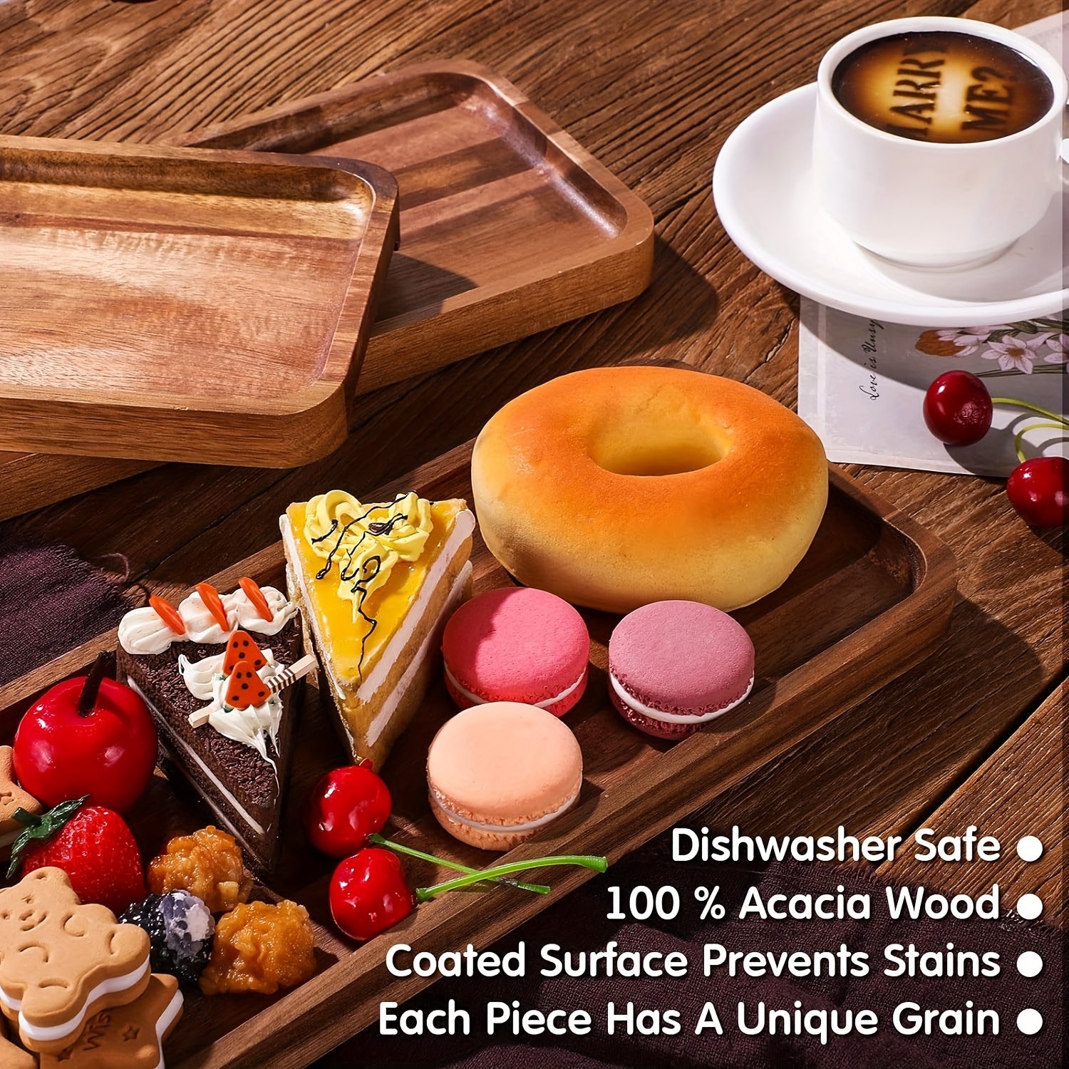 Smart Home Storage Organizer – space-saving everyday organization, 8 4pieces Acacia Wood Charcuterie Boards - 12 8x4 2 Inch Rectangular Serving Trays, designed for American homes, daily convenience and practical gifting