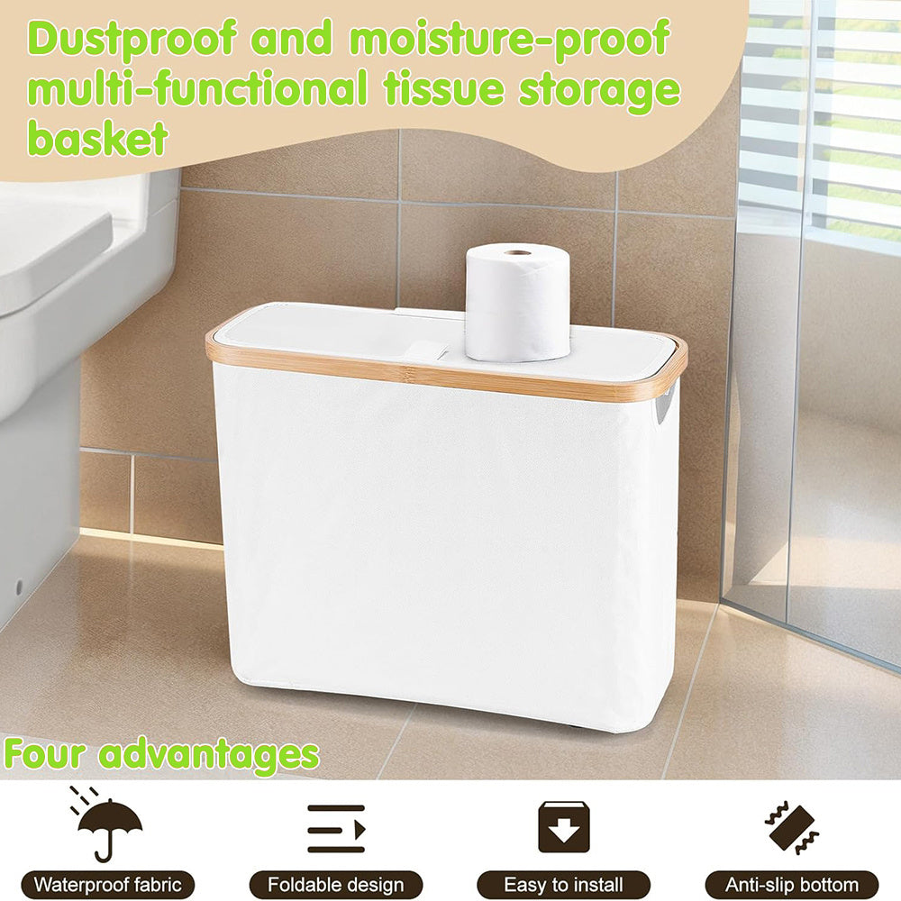 Smart Stackable Home Storage Bins – portable space-saving storage, Bamboo Toilet Paper Storage Basket with Lid Large Capacity Holds 12 Rolls Multi-functional Bathroom, designed for American homes, daily convenience and practical gifting