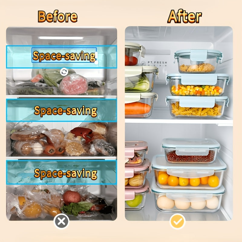 8pcs Borosilicate Glass Food Storage Containers with Lids, Light Blue/Green, with Stripes Meal Prep Containers, Airtight Bento Boxes, Leak Proof Locking, for Microwave, Oven, Freezer And Dishwasher, BPA Free, Organization Storage, Gifts