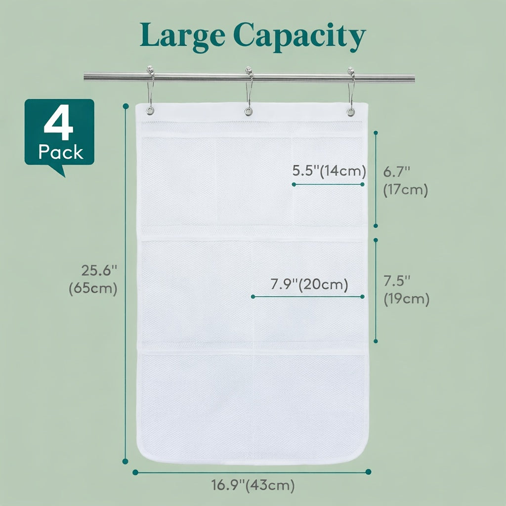 Mesh Shower Caddy, Hanging Shower Organizer with Quick Drying Mesh, Portable Space Saving Bathroom Organizer to Shampoo, Hold Soap and Cruise Ship Essentials, White, 1/2/3/4pcs