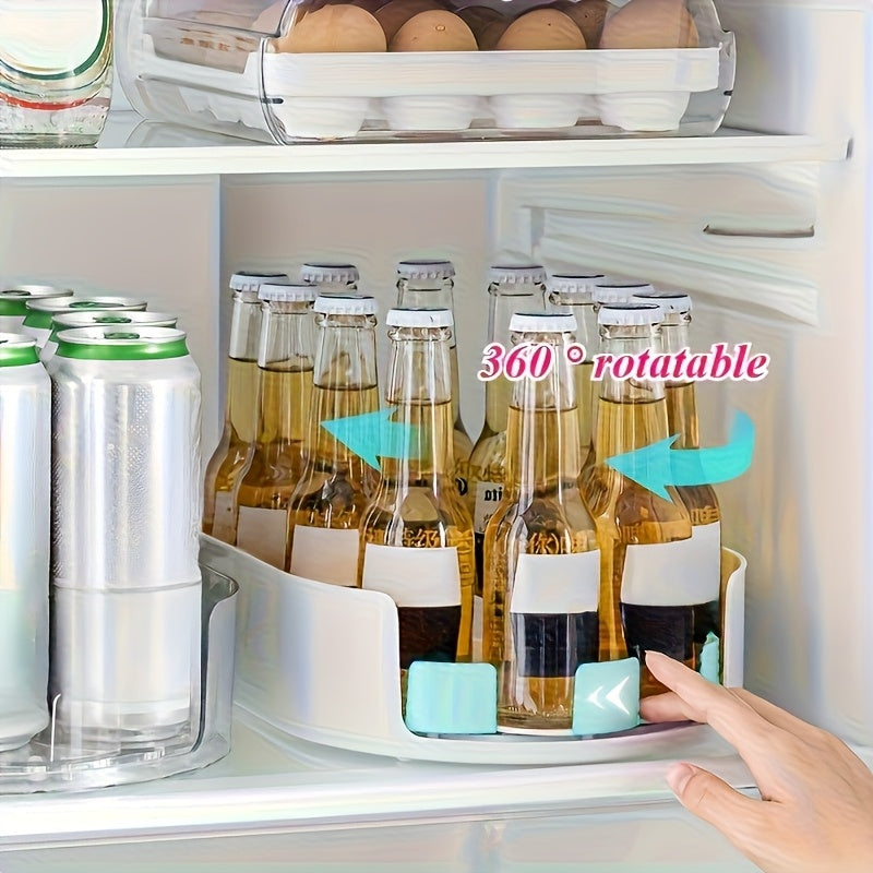 Rotatable Detachable Storage Tray - Clear Plastic Multi-Compartment Organizer for Kitchen Cabinets, Refrigerator And Countertops | Space-Saving Rotating Shelves, Durable And Easy-Clean Design, Kitchen Organizers And Storage, Cabinet Organization