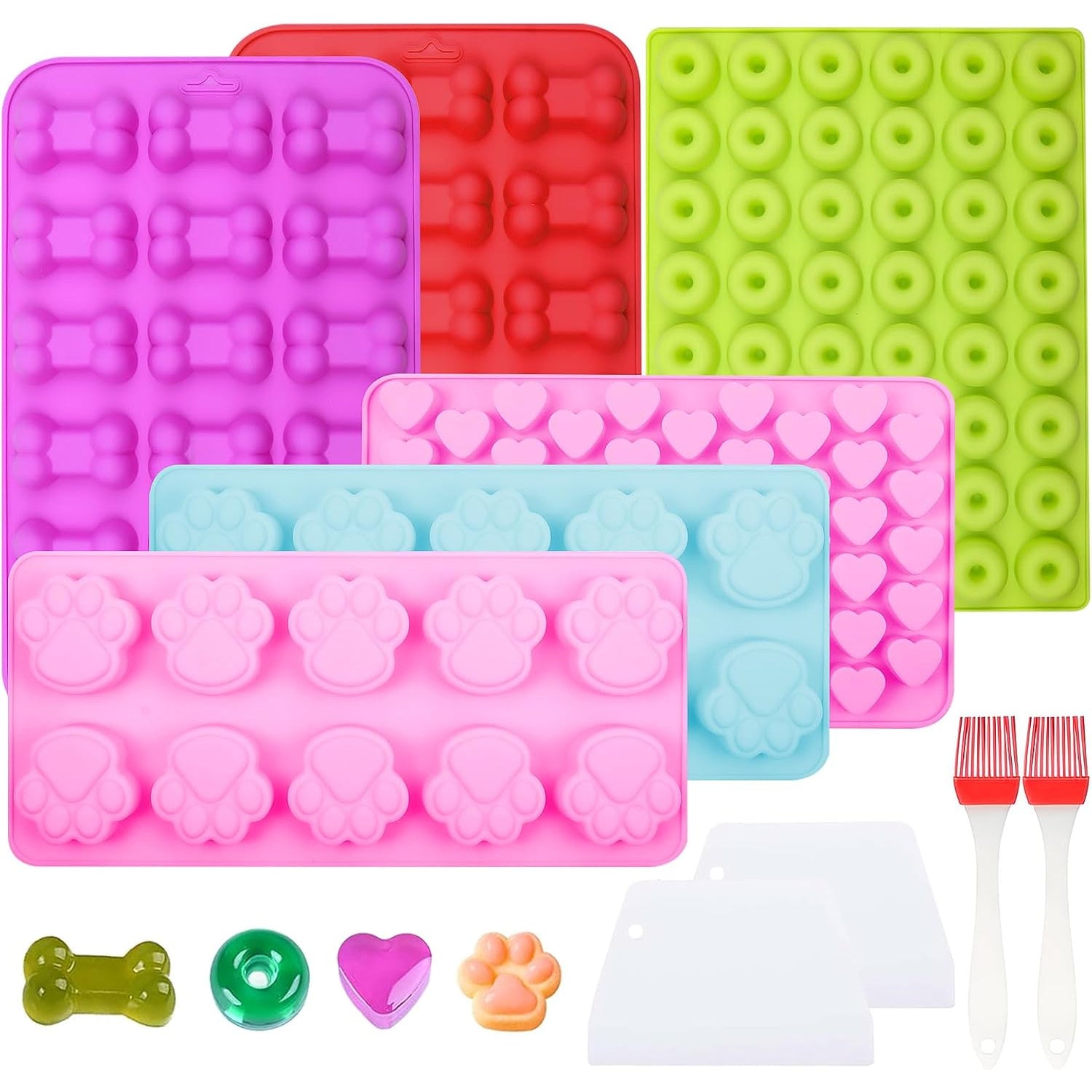 10Pack Silicone Baking Set with Scraper, Pastry Brush Dog Biscuits, Treats