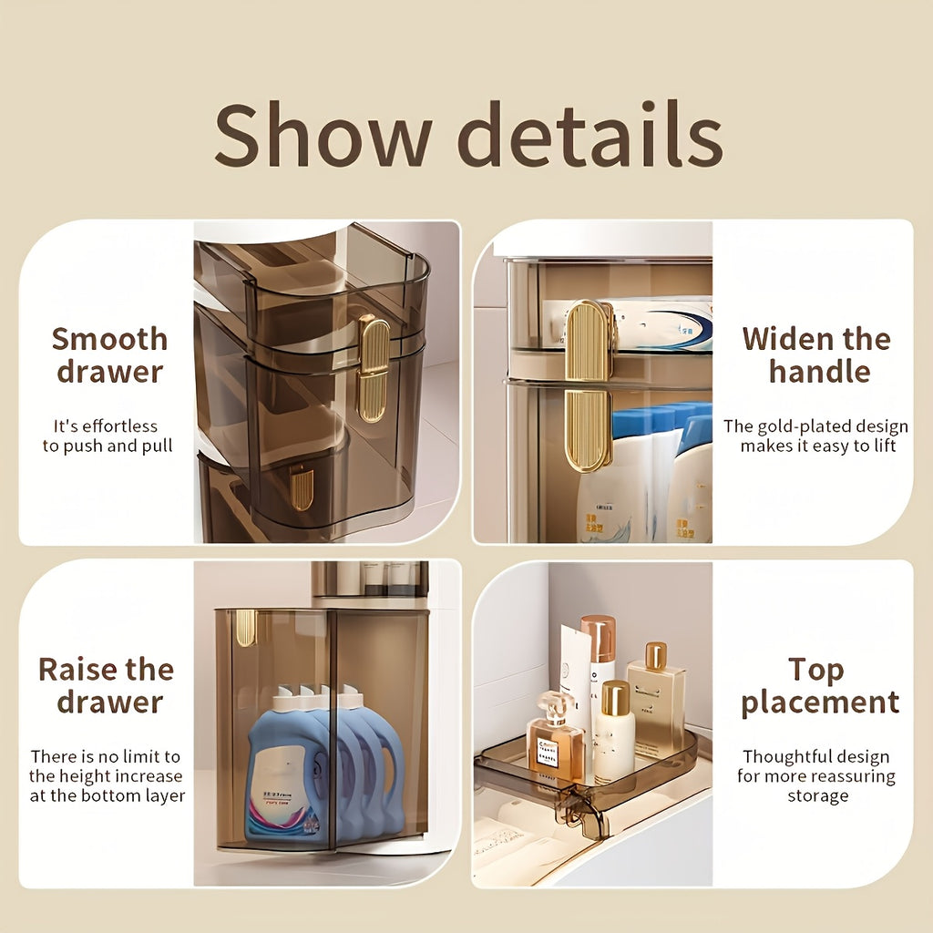 Slim Bathroom Storage Cabinet. Narrow Plastic Drawers Organizer with Tissue Box And Wheels Waterproof Slit Bathroom Floor Cabinet with Handle for Small Spaces Kitchen Laundry, Autumn, Halloween, Christmas Gift, Shelves