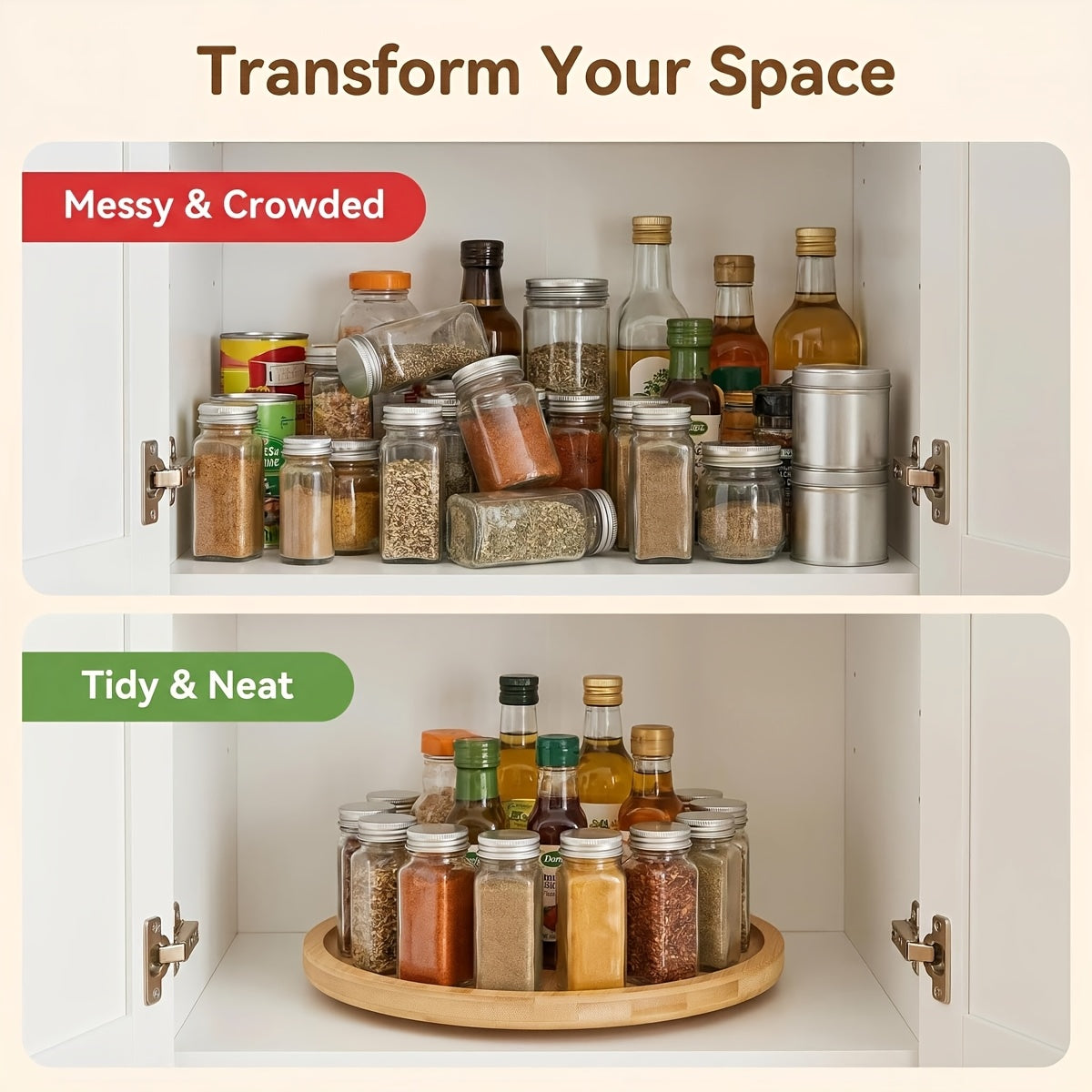 Kitchen Essential – Lazy Susan Organizer, Lazy Susan for Table Top, Lazy Susan Turntable, Lazy Susan Turntable for Cabinet, Spice Rack, Spice Organizer, Seasoning Organizer, Rotating Spice R