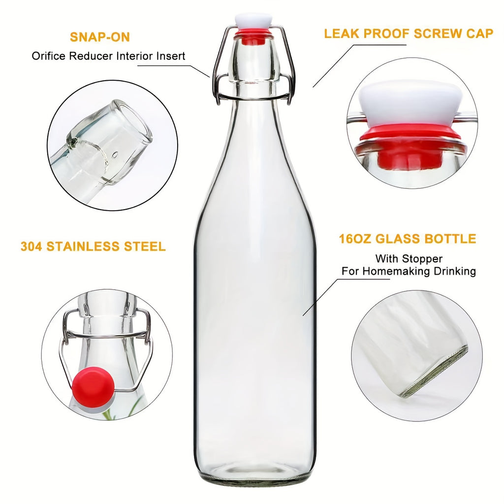 Compact 4/8/12pcs Refrigerator Bottle Organizer – easy-access beverage storage, 4 8 12pcs-16oz Flip Top Glass Bottles with Stopper for Kitchen Organizers And Storage, designed for American homes, daily convenience and practical gifting
