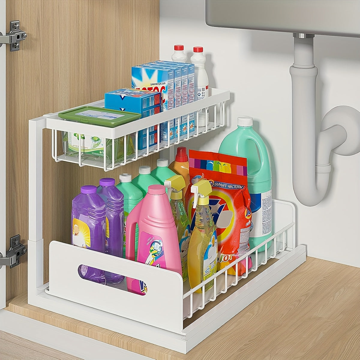 Home Organizer – Under Sink Organizers, Metal Pull Out Under Sink Organizers And Storage Shelves wi
