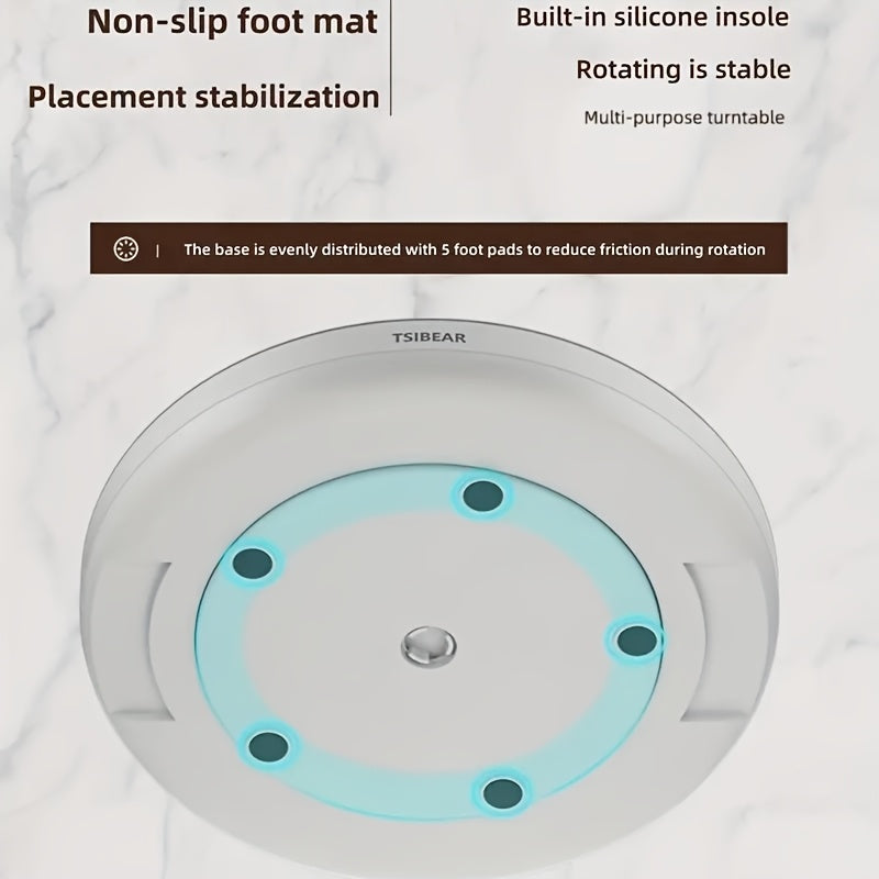 Single Layer Rotating & Condiment Turntable Shelf - Multifunctional Sliding Storage Tray with Rotating Disc, Space-Saving Suitable, Bathroom, Bedroom, Compact Shelf for Spices, Sauces, Oils, Vinegars