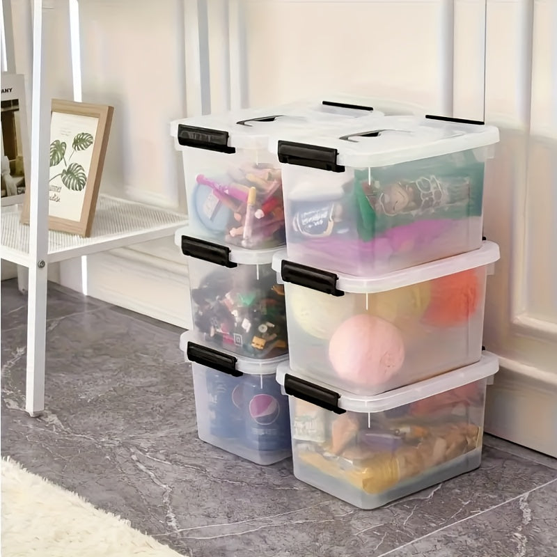 Easy-Access 6pcs Stackable Home Storage Bins – portable space-saving storage, 6pcs Stackable Transparent Plastic Large Capacity Storage Box Covered Storage Box - Suitable for, designed for American homes, daily convenience and practical gifting