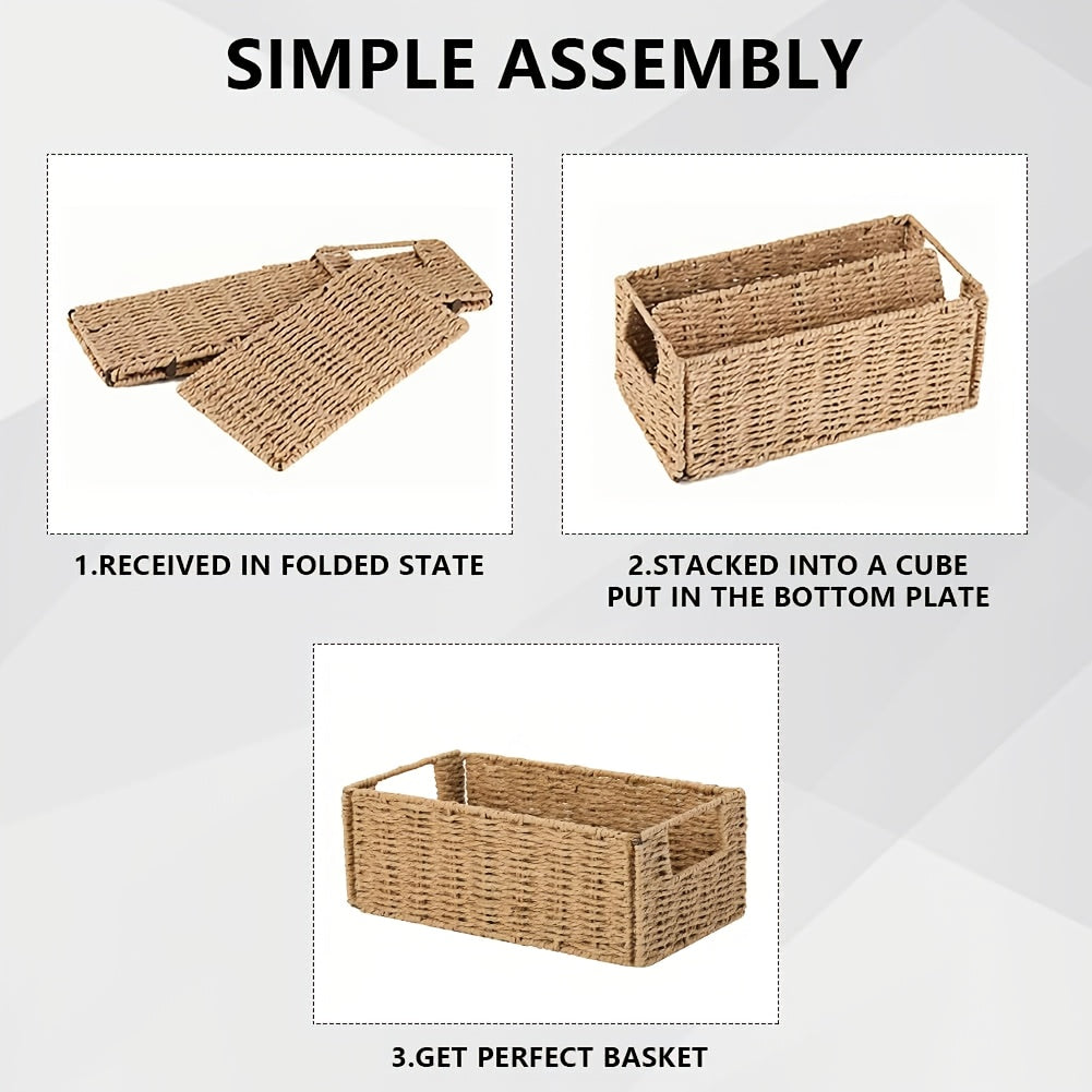 Premium 1/2/4 Pack Adjustable Home Storage Rack – durable multi-purpose storage, 1 2 4 Pack Boho Style Paper Rope Storage Baskets - Open-Top Woven Organizer, designed for American homes, daily convenience and practical gifting