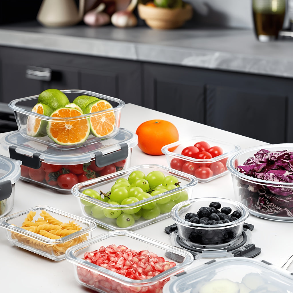 Heavy-Duty 24pcs Refrigerator Storage Organizer – easy-access fridge organization, 24pcs Set of Glass Food Storage Containers with Lids 12 Containers And 12 Lids, designed for American homes, daily convenience and practical gifting