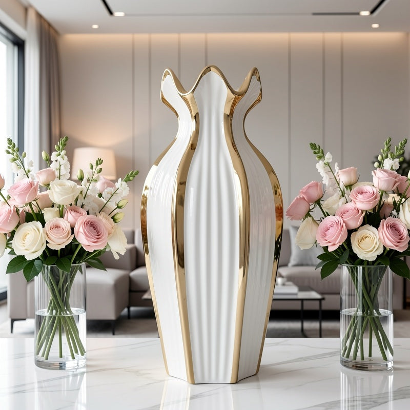 Contemporary Electroplated Decorative Ceramic Vase for Elegant Flower Arrangements in The Living Room