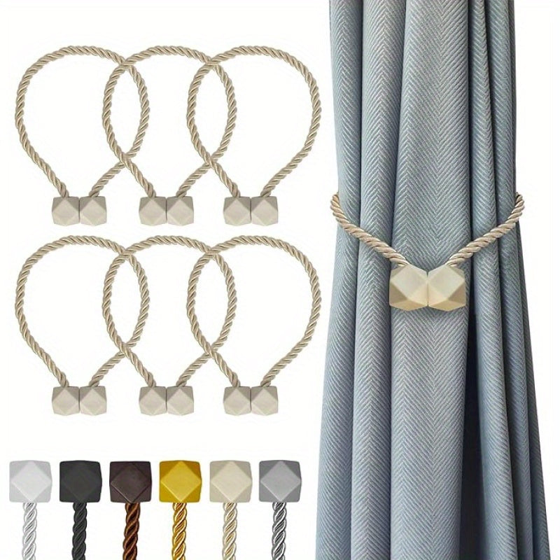 Heavy-Duty Home Storage Organizer – space-saving everyday organization, 6-Pack Heavy-Dstrong Magnetic Curtain Tiebacks with Magnetic Closure - Strong Hold for Thick Thin, designed for American homes, daily convenience and practical gifting
