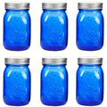 Amzcku 16 Oz Blue Mason Jars with Lids, Regular Mouth Canning Jars, 6 Pack Versatile Glass Containers for Storage, Canning, Pickling, Preserving, Fermenting, Crafts And Decoration