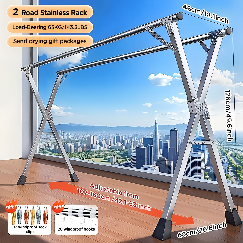 Premium Adjustable Home Storage Rack – durable multi-purpose storage, Clothes Drying Rack 63 And 78 7 Two Types Retractable Length And Folding Outdoor, designed for American homes, daily convenience and practical gifting