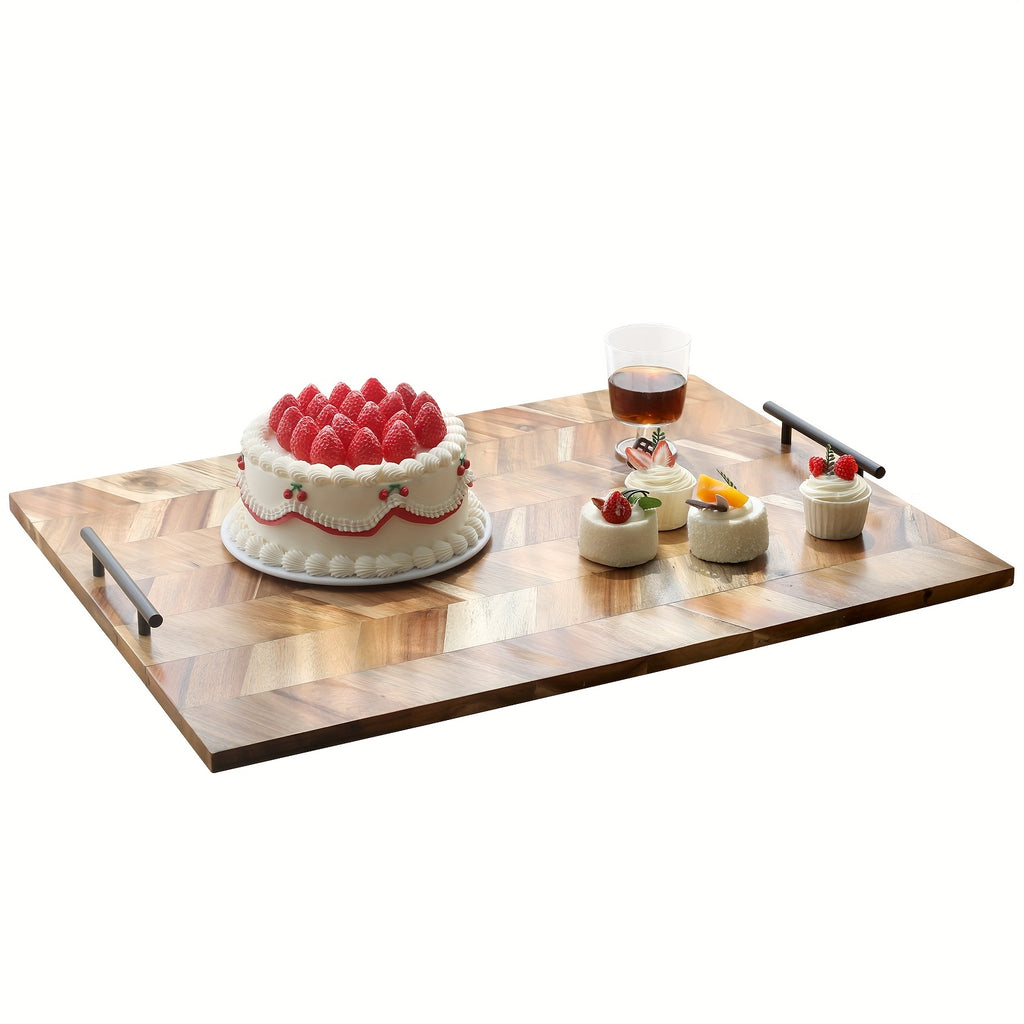 Acacia Wood Serving Tray Stovetop Cover with Handles - Stylish Kitchen Sink Protector for Gas and Electric Stoves, Polished Finish, Counter Space Saver, Durable and Easy to Clean, Stove Top Protectors