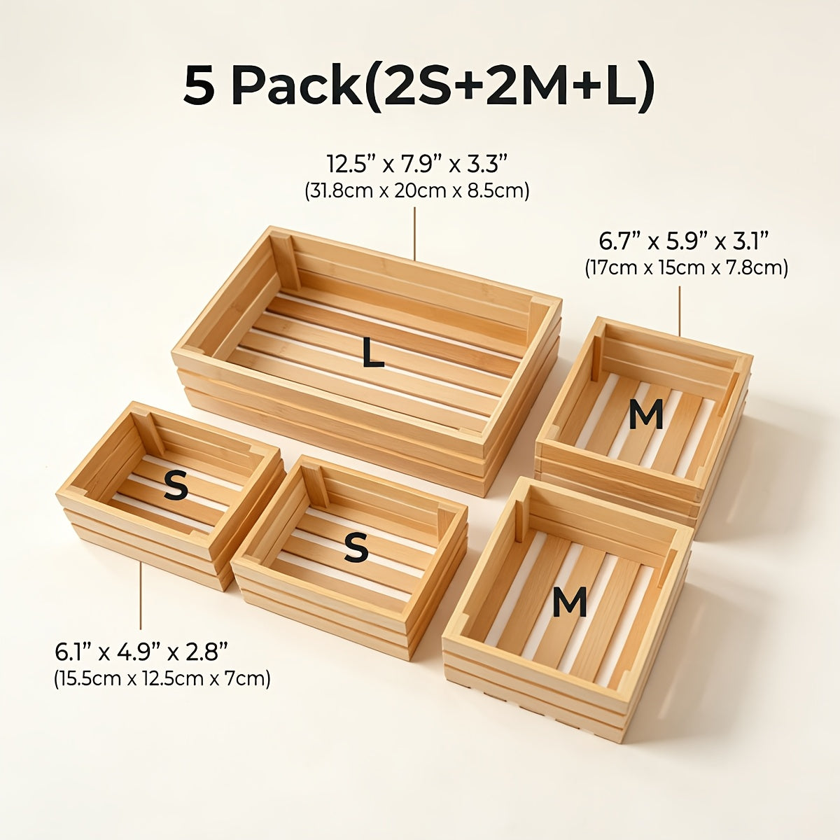 Storage Bins – Bamboo Storage Bins Set Multi-Size Kitchen Pantry Organizer Multi-Functional