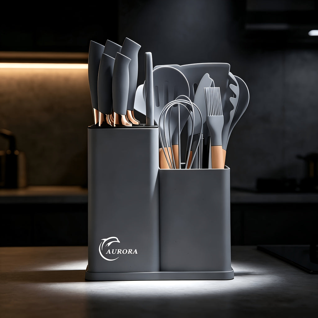 Kitchen Essential – Silicone Kitchen Utensils Set | Heat Resistant And High-Quality, Suitable for Non Stick Pans, Stainless Steel Cutting Tools, Small Kitchen Tools, Ideal Holiday Gift 19 Se