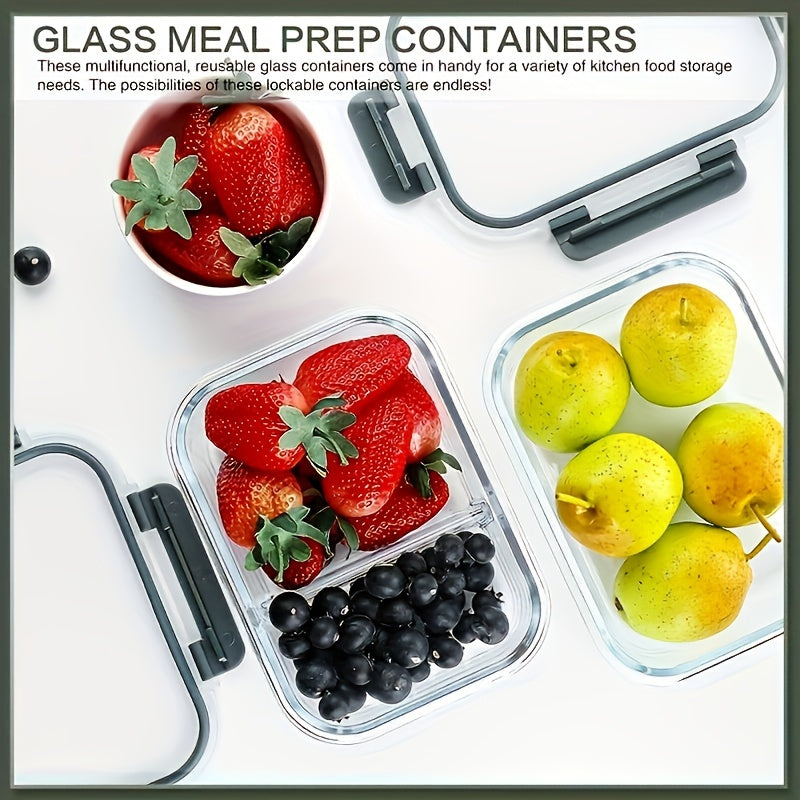 10pcs High-End Food Grade High Borosilicate Glass Meal Box Set - Sealed And Leak Proof, Microwave Safe, Dishwasher Compatible, BPA Free, Suitable for Home Kitchens, Offices, Outdoor Dining - Suitable for Controlling Food Portions And Storage