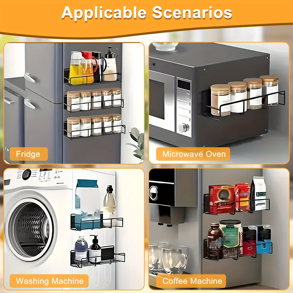 Compact 2/4 Pack Adjustable Home Storage Rack – durable multi-purpose storage, 2 4 Pack Magnetic Spice Rack Storage Organizer Set - Fridge Refrigerator Organizer -, designed for American homes, daily convenience and practical gifting