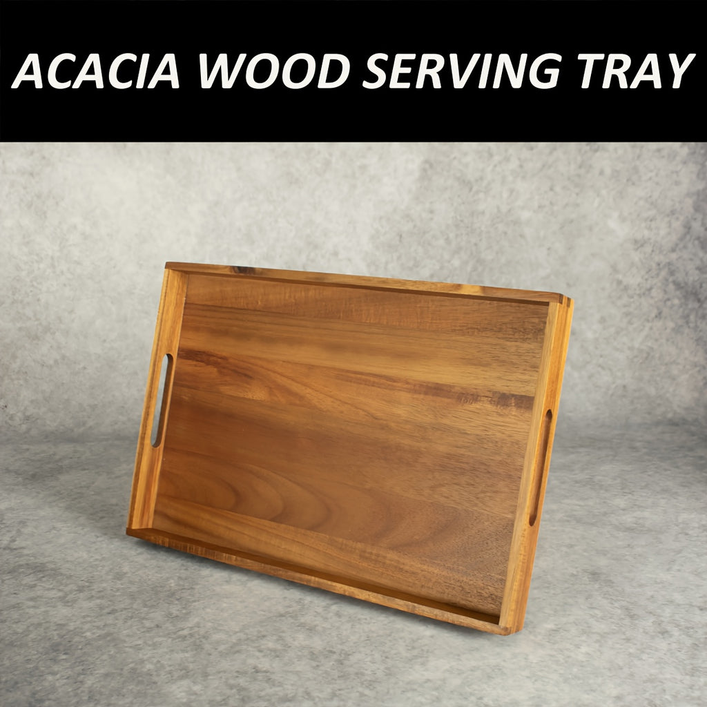 Premium 1/2pcs Home Storage Organizer – space-saving everyday organization, 1 2pcs 17in Large Acacia Wood Ottoman Tray with Handles Decorative Wooden Serving Tray, designed for American homes, daily convenience and practical gifting