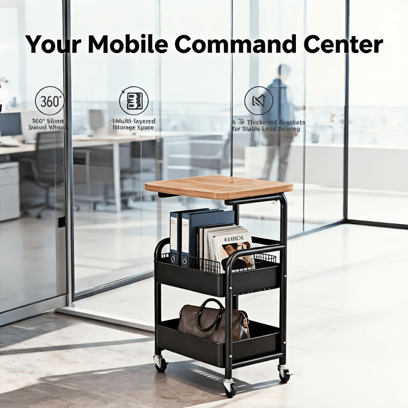 Modern Adjustable Home Storage Rack – durable multi-purpose storage, Three-tier Storage Rack Multi-functional Rolling Trolley with Desktop Silent Casters for Easy Movement Suitable, designed for American homes, daily convenience and practical gifting