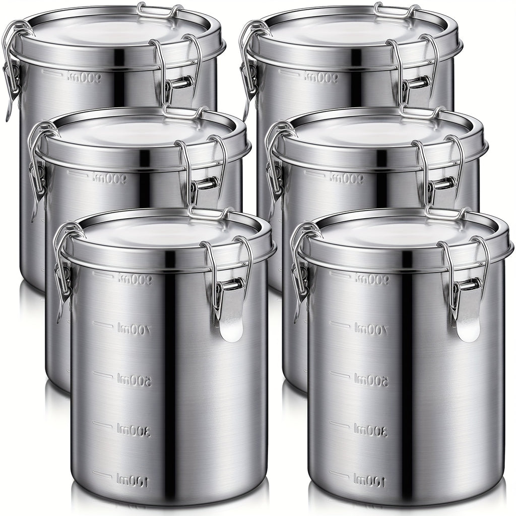 Heavy-Duty 6 Pack Airtight Storage Jar Set – clear reusable pantry storage, 6 Pack 34 Oz Stainless Steel Canisters Set Stainless Steel Airtight Food Storage Containers, designed for American homes, daily convenience and practical gifting