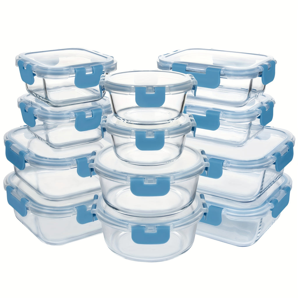 Smart 24pcs Glass Meal Prep Container Set – leak-resistant reusable meal prep, 24pcs 12 Lids 12 Glass Bowl Borosilicate Glass Food Storage Containers with Airtight Lids, designed for American homes, daily convenience and practical gifting