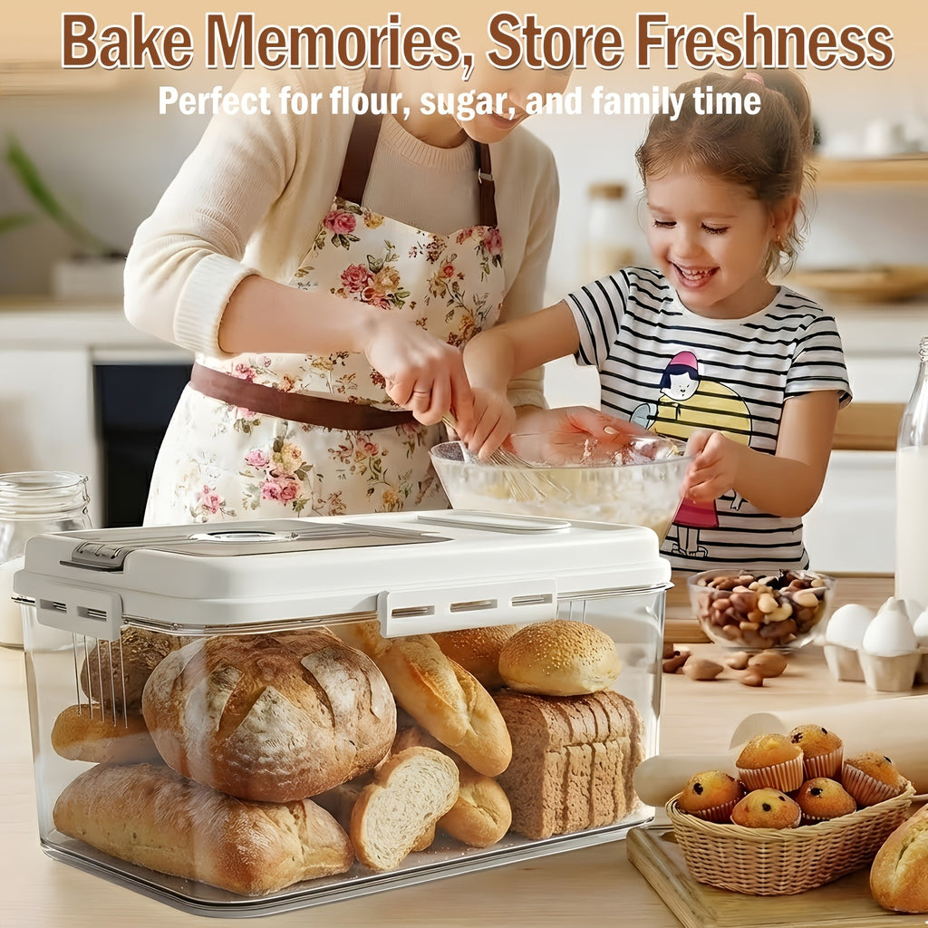 for bread Bin And for bread Bins for Kitchen, White Airtight Flip-Top for bread Storage Container for Kitchen Countertops, Moisture-Proof Pest-Resistant, with Free Measuring Cup for Bread, Cereal And Fruit Storage
