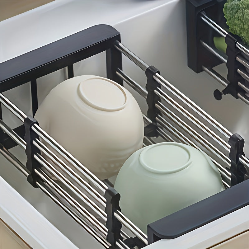 Easy-Access Adjustable Home Storage Rack – durable multi-purpose storage, 304 Stainless Steel Adjustable Sink Storage Rack - Extended Dish Rack with Drainless Design, designed for American homes, daily convenience and practical gifting