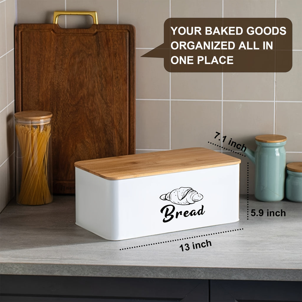 White Bread Storage Container for The Kitchen, Featuring a Cutting Board Lid, Spacious Design, And Serving As a Countertop Bread Rack