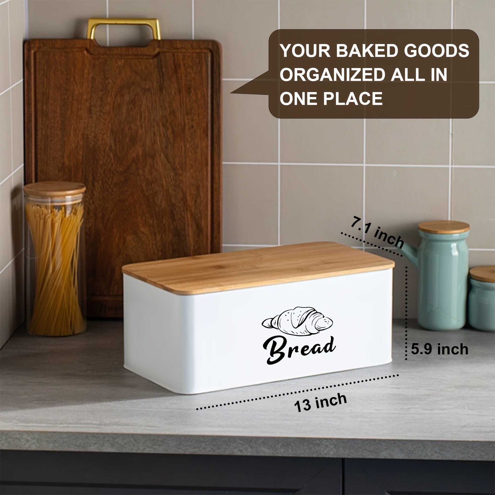 White Bread Storage Container for The Kitchen, Featuring a Cutting Board Lid, Spacious Design, And Serving As a Countertop Bread Rack