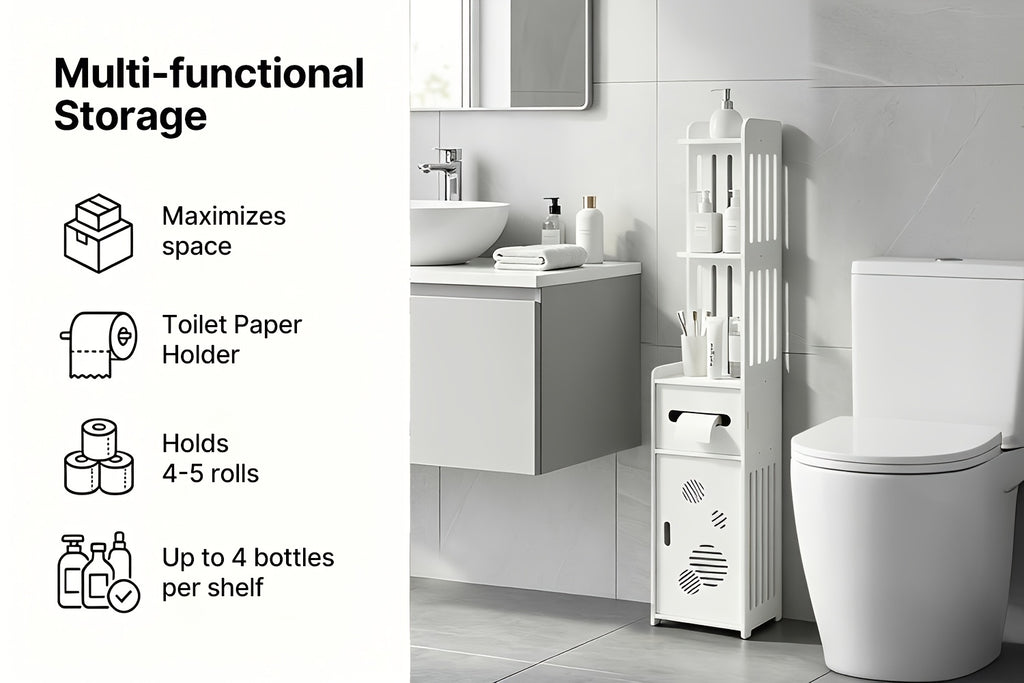 Smart 1pc Stackable Home Storage Bins – portable space-saving storage, 1pc Large Capacity Bathroom Organizer Toilet Paper Holder Waterproof And Dustproof Commercial Bathroom Organizer, designed for American homes, daily convenience and practical gift