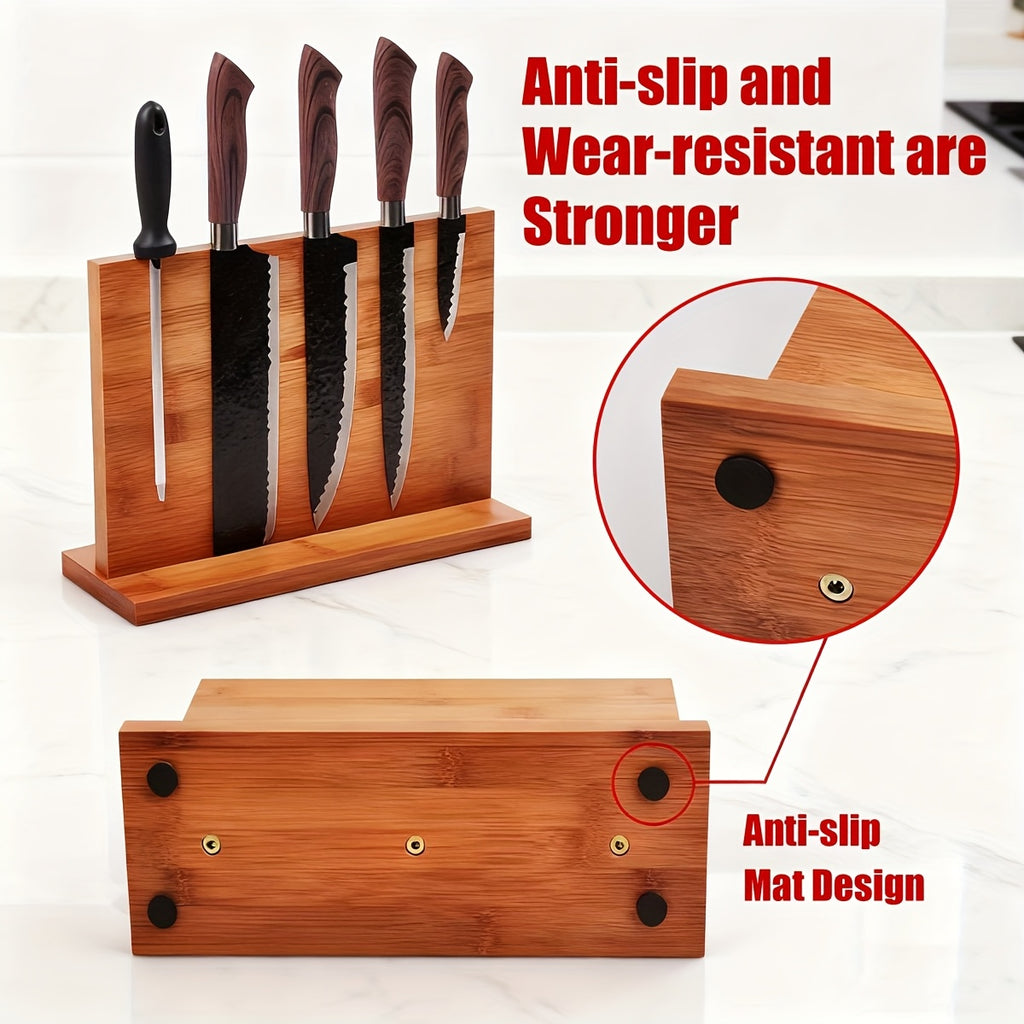 Home Storage Organizer – Magnetic Knife Block & Holder - Non-Slip Magnetic Knife Stand with Knife Storage, Space-Saving Countertop Organizer, - Locking System, Board Compatible (No Knife Sha