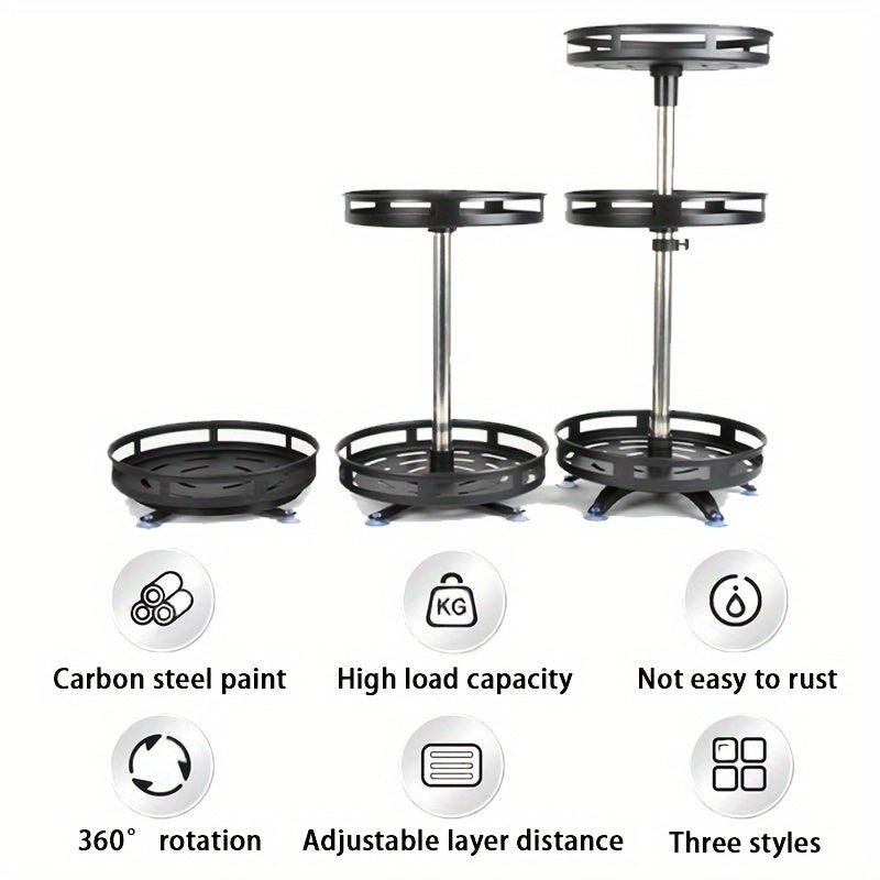 Spice Rack Organizer Turntable 1/2/3 Tier 360 Degree Rotating Spice Organization For Cabinet Metal Adjustable Height Lazy Seasoning Holder For Kitchen Cupboard Table Coffee Table Pantry Countertop Bathroom