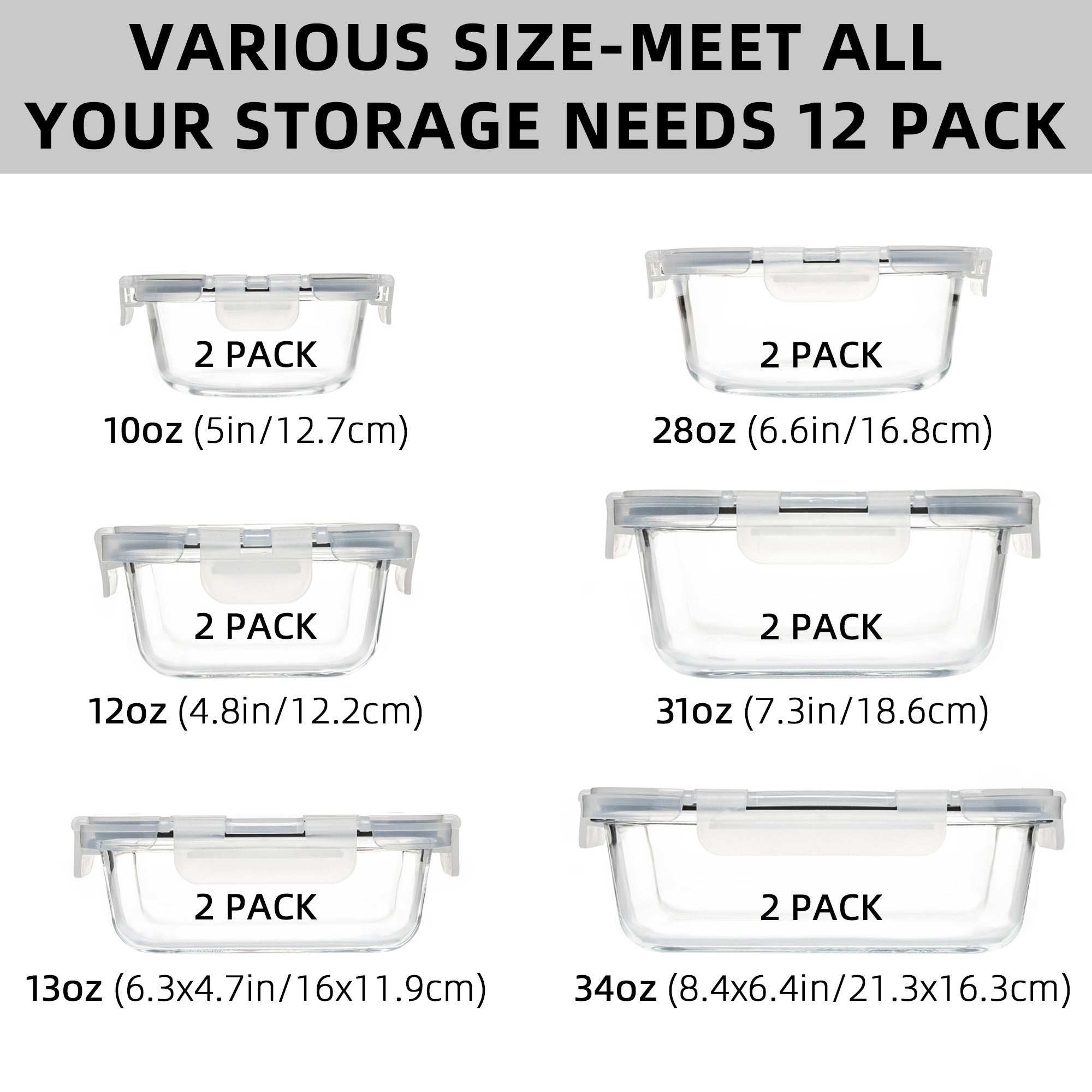 Easy-Access 12pcs Glass Meal Prep Container Set – leak-resistant reusable meal prep, 12pcs Glass Food Storage Containers with Lids Meal Prep Pantry Kitchen Storage Containers for, designed for American homes, daily convenience and practical gifting