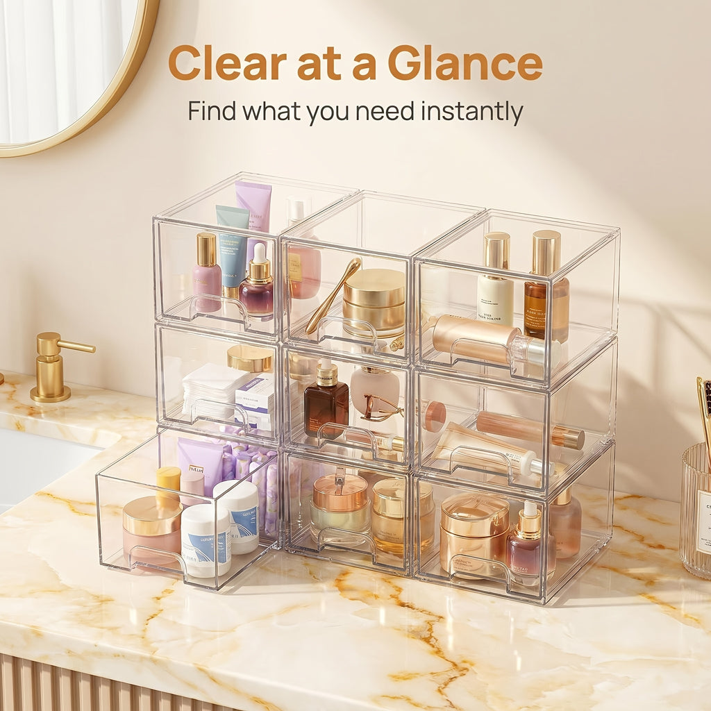 Versatile 8 Pack Stackable Storage Drawer – smooth-access cabinet organization, 8 Pack Acrylic Bathroom Makeup Organizer 7 5 D X 6 W X 4, designed for American homes, daily convenience and practical gifting