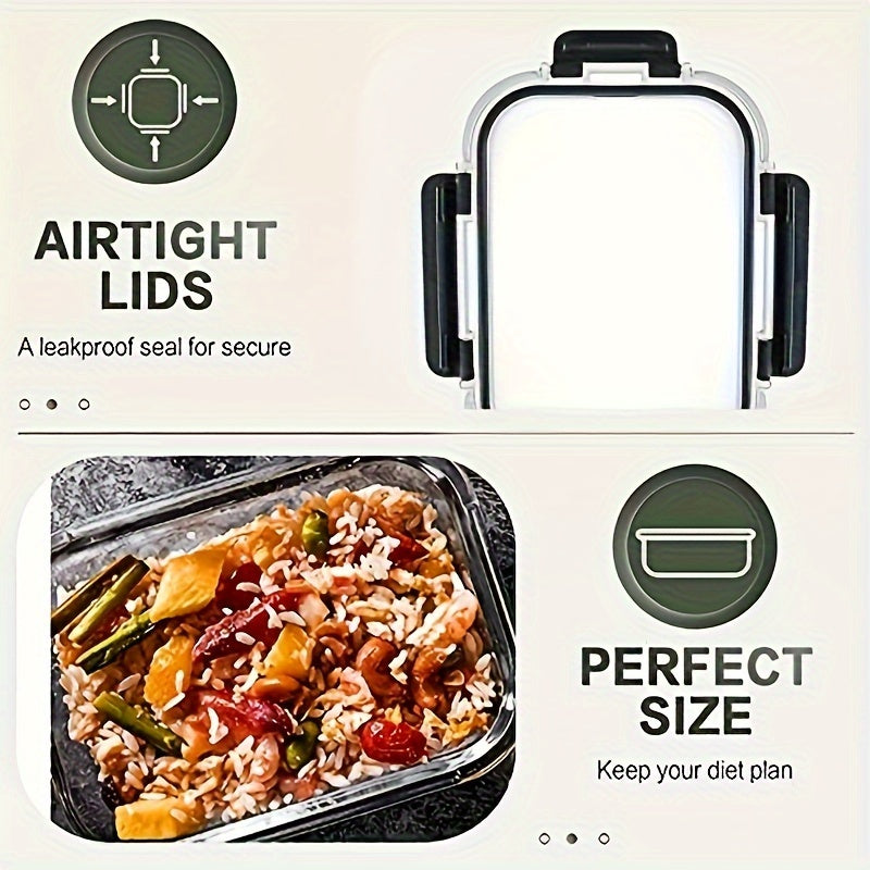 10pcs High-End Food Grade High Borosilicate Glass Meal Box Set - Sealed And Leak Proof, Microwave Safe, Dishwasher Compatible, BPA Free, Suitable for Home Kitchens, Offices, Outdoor Dining - Suitable for Controlling Food Portions And Storage