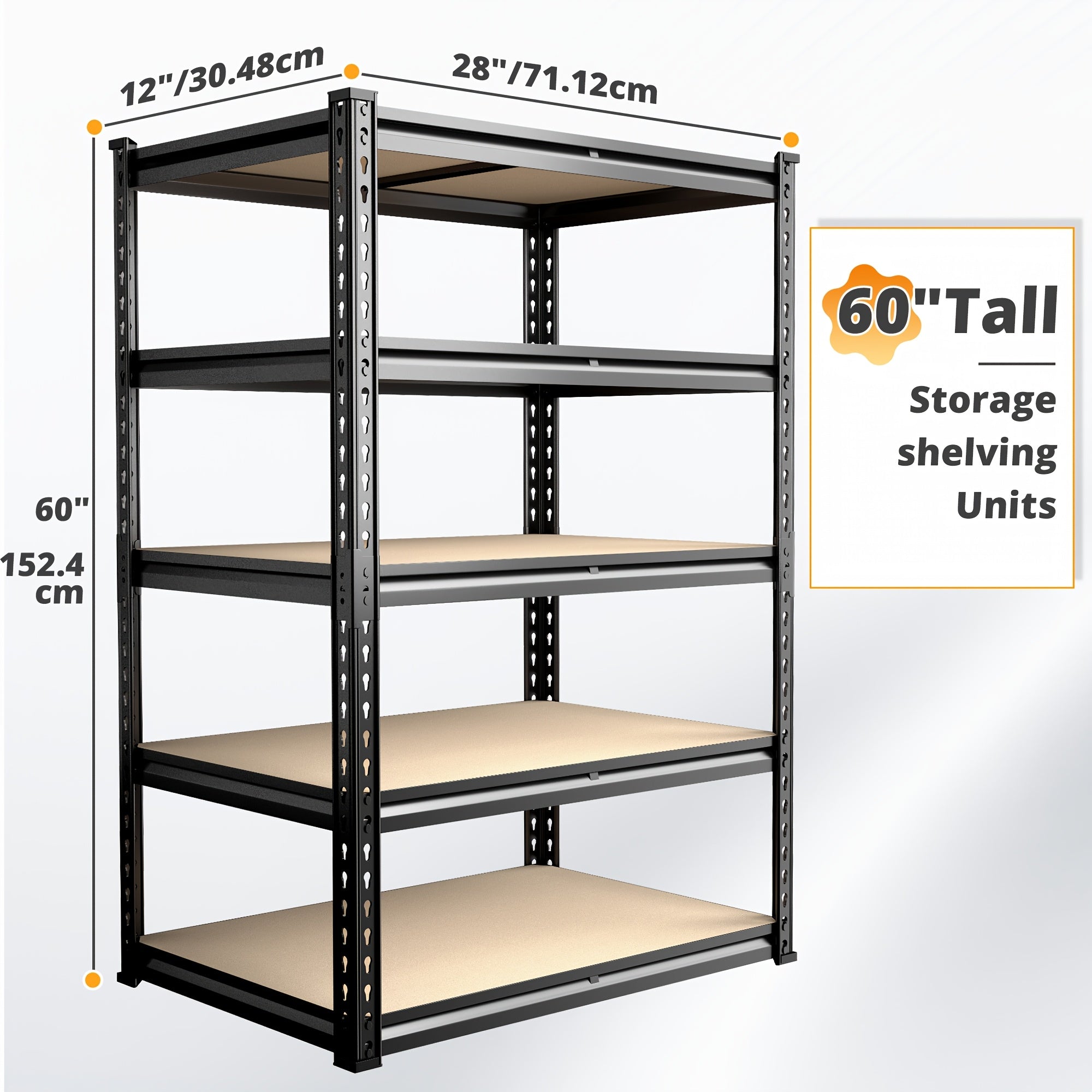 Storage Rack – Heavy-Duty Home Storage Shelf 60 H Five-Tier Storage Rack 2000LBS Capacity