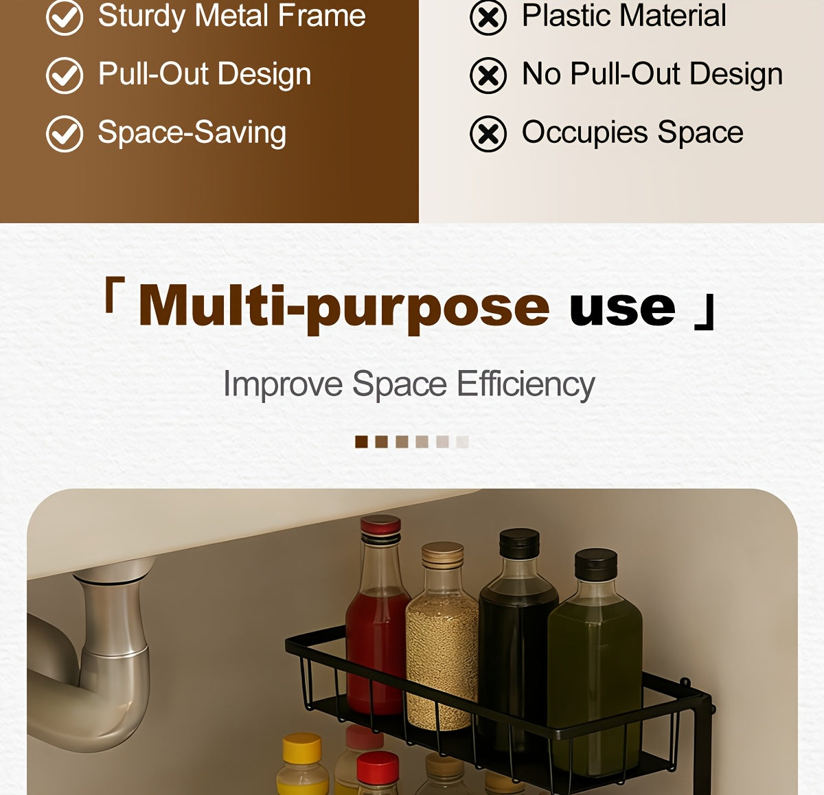 Kitchen Essential – 1/2pcs Kitchen Organizers And Storage, Kitchen Accessories, Utility Racks, Under Sink Organizer, Pull Out Cabinet Organizer, 2 Tier Slide Out Sink Shelf, Cabinet Storage