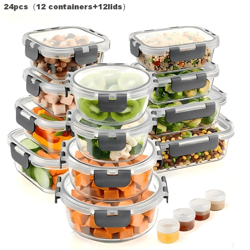 24-Piece Glass Meal Prep Container Set