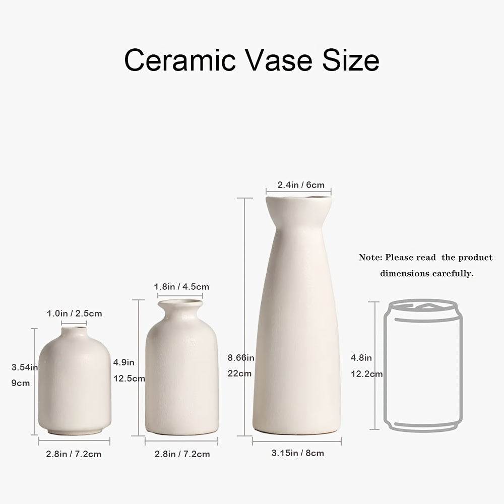 Versatile 3pcs Ceramic Flower Vase – stylish tabletop accent, versatile floral display, designed for American kitchens, pantries, apartments, home organization, daily use and practical gifting