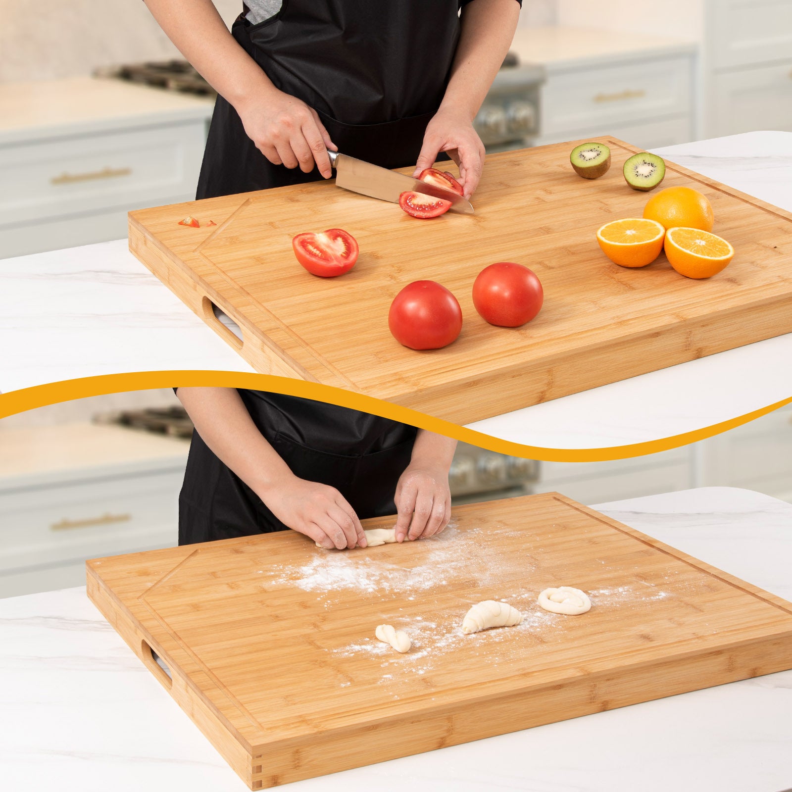 Natural Bamboo Stove Cover for Gas & Electric Burners - 30"L x 22"W x 2.5"H with Built-in Handles, Versatile Cutting Board & Serving Tray, Groove Design for Sink or Countertop Protection, Kitchen Stove Cover | Natural Bamboo Finish | Natural Wood Appearan
