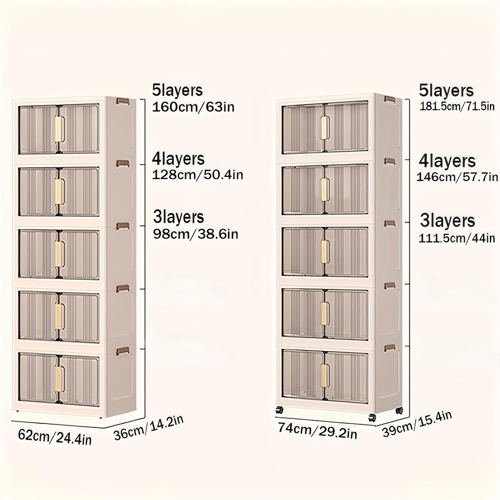 Versatile Stackable Home Storage Bins – portable space-saving storage, 29 2In Folding Storage Cabinet 3 4 5-Tier Extra Large Plastic Storage Bins with, designed for American homes, daily convenience and practical gifting