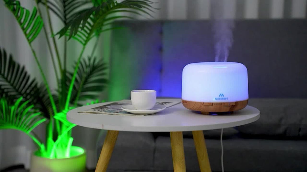 Essential Oil Diffuser 16.91oz with 10 Essential Oils, Diffuser Sprayer, 7 Color LED Light Diffuser for Home Office Bedroom (Size: 6.7" L X 6.7" W X 4.7" H), Home Lamps