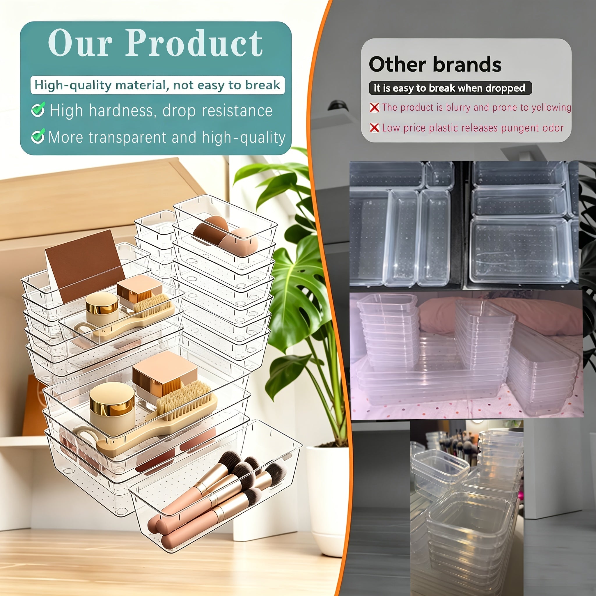 Heavy-Duty 11pcs Stackable Storage Drawer – smooth-access cabinet organization, 11pcs 23pcs 44pcs Deluxe Desktop Drawer Organizer Set - Transparent Multifunctional Storage Boxes for, designed for American homes, daily convenience and practical giftin